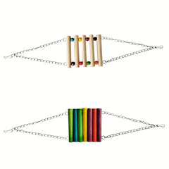 Pet Wooden Ladder Climbing Swing for Parrots Fun Hammock Toy