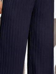 Plus Size Solid Ribbed Wide Leg Trousers