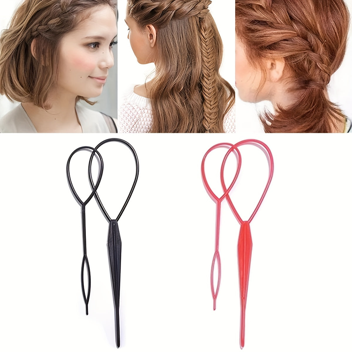 2pcs Topsy Tail Tools Ponytail Maker French Braid Loop Hair Styling Kit