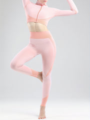 High Stretch Yoga Suit Long Sleeves Jacket & Crop Tank Top & Leggings Set