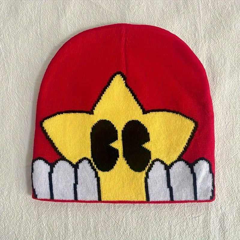 Cartoon Star Jacquard Beanie Warm Knitted Hat Unisex
