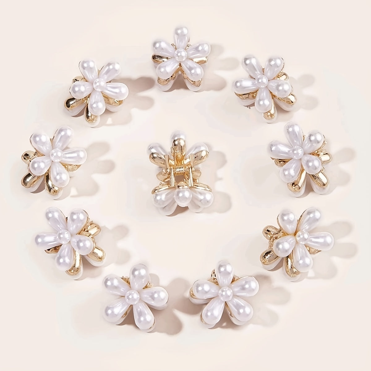5pcs Mini Pearl Flower Hair Claw Clips Strong Hold Grip Hair Jaw Clip