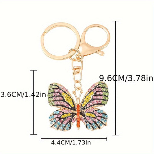 Zinc Alloy Diamond Butterfly Keychain Bag Ornament Holiday Gift