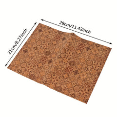 A4 Ethnic Style Retro Printing Cork Fabric DIY Plaid Ribbon