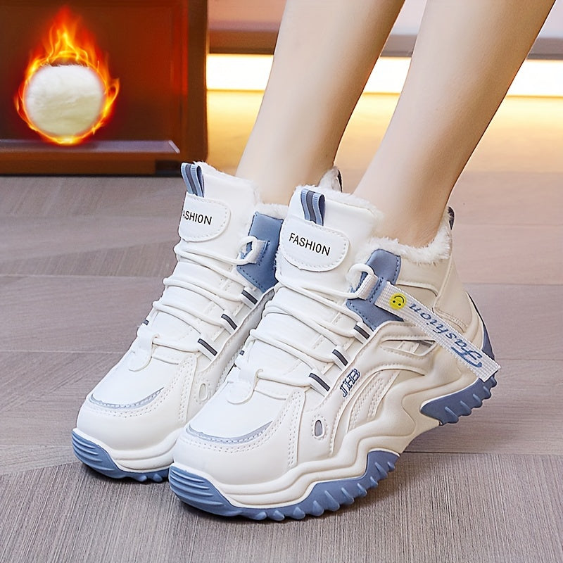 Women's Faux Fur Lined Chunky Sneakers Winter Running Shoes