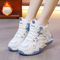 Women's Faux Fur Lined Chunky Sneakers Winter Running Shoes