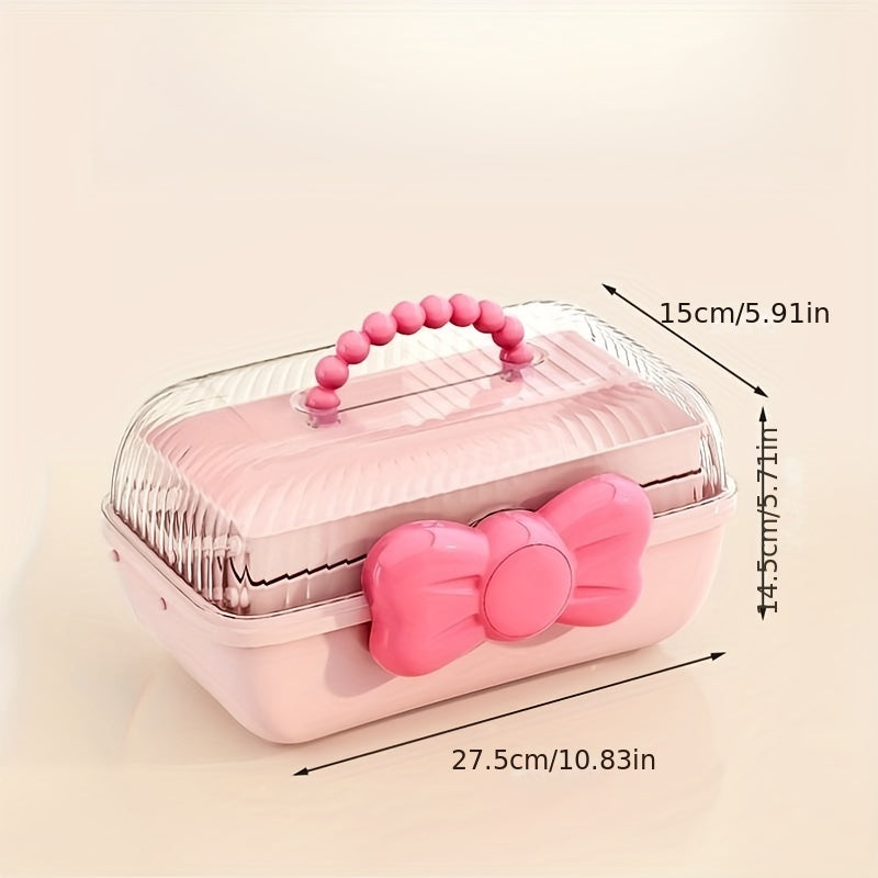 Dustproof Bow Makeup Organizer with Handles