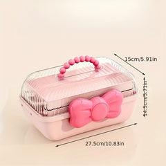 Dustproof Bow Makeup Organizer with Handles