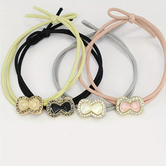 Heart Rhinestone Hair Tie Four Clover Hair Rope