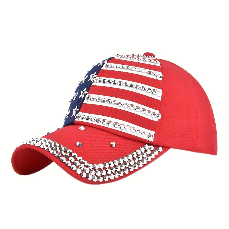 American Flag Baseball Cap Diamond Duck Tongue Cap Flash Flag Couple Cap