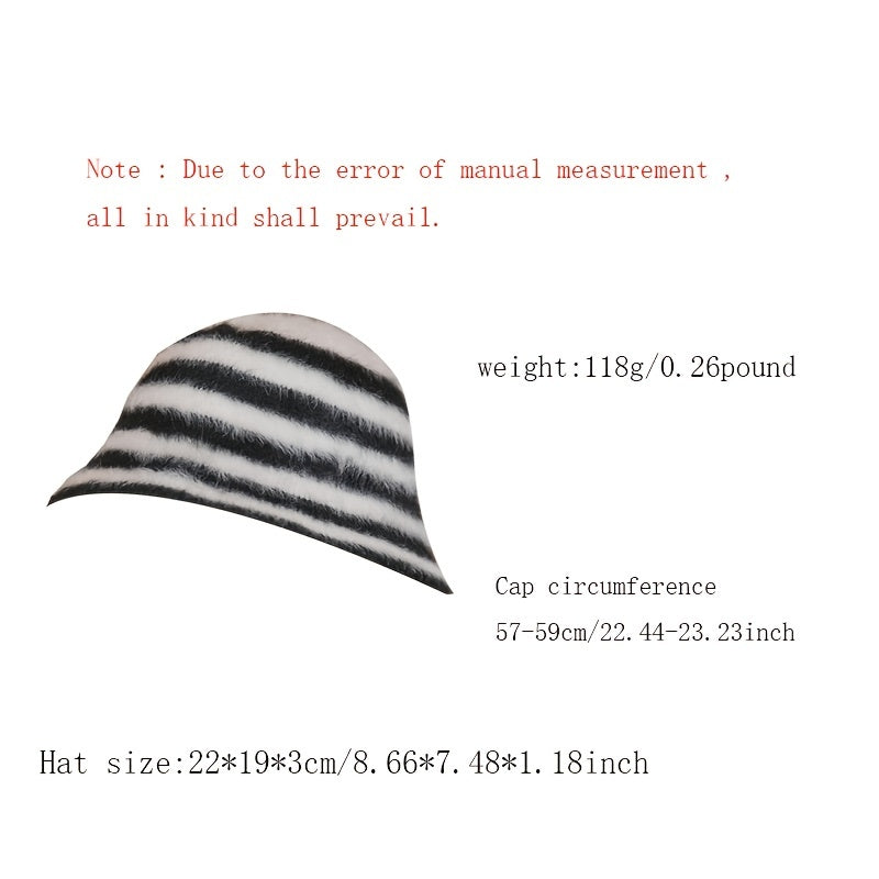 Striped Fisherman Hat Women's Winter Plush Hat