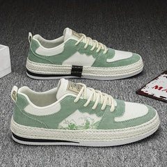 Men's Breathable Canvas Skate Shoes Low Top Lace Up Sneakers