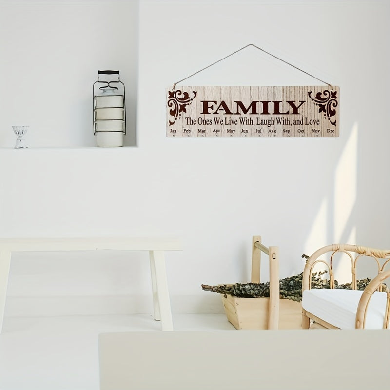 Wooden Family Birthday Calendar Wall Hanging Reminder with Labels