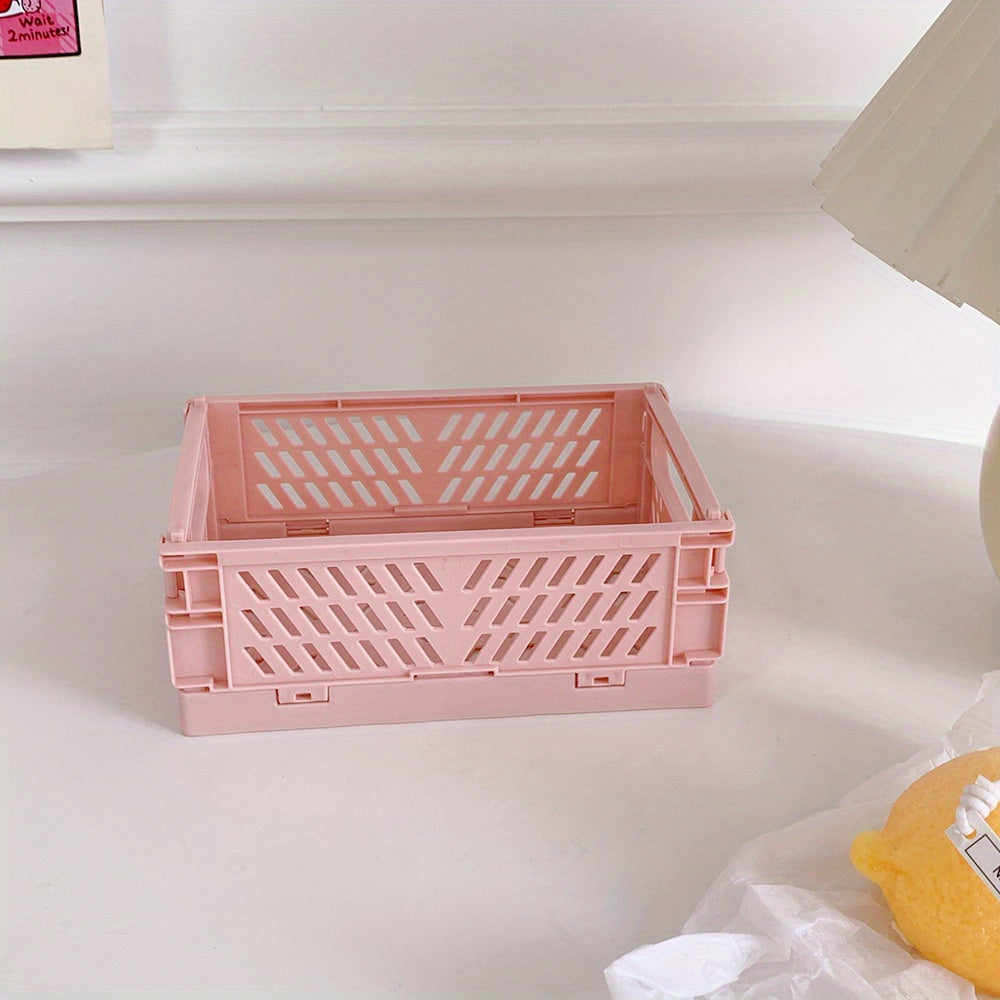 Mini Folding Plastic Storage Box Desktop Cosmetic Organizer