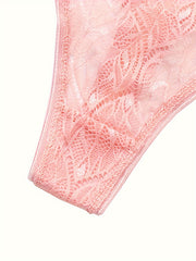 5 Pack Plus Size Sexy Lace Thongs Set Soft Breathable Bow Front Panties