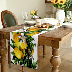 Summer Lemon Pattern Table Runner Farmhouse Linen for Party Wedding