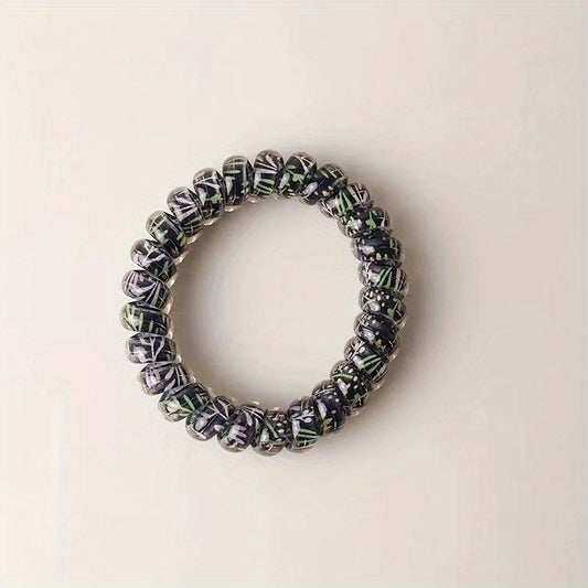 Telephone Wire Floral Hair Tie Elastic Rubber Band Head Rope