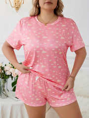  Heart Print Tee & Shorts Pajama Set