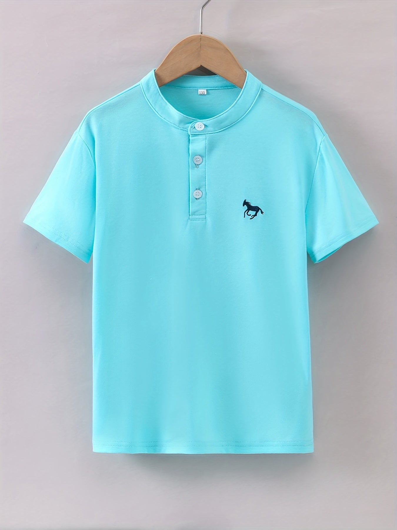 Horse Graphic Print Boys Top Short Sleeve Shirt Boys Clothes Summer