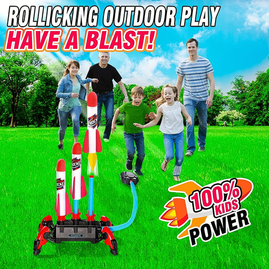 Toy Rocket Launcher For Kids 3 Continuous Shots Launcher Jump Rocket Launcher
