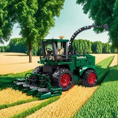 1162pcs Green Vertical Harvester Model Puzzle Toy Large Size Rural Tractor Mower