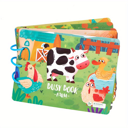 Montessori Busy Book Set: Dinosaur & Farm Learning Toys