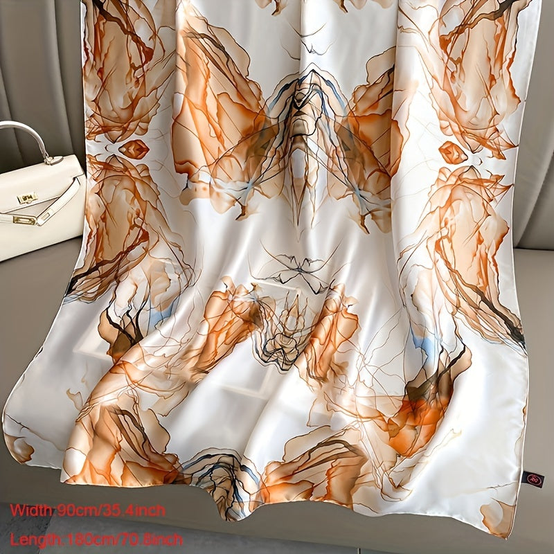 Vintage Tie Dye Print Scarf Classic Satin Warm Shawl Silk Scarves Sunscreen