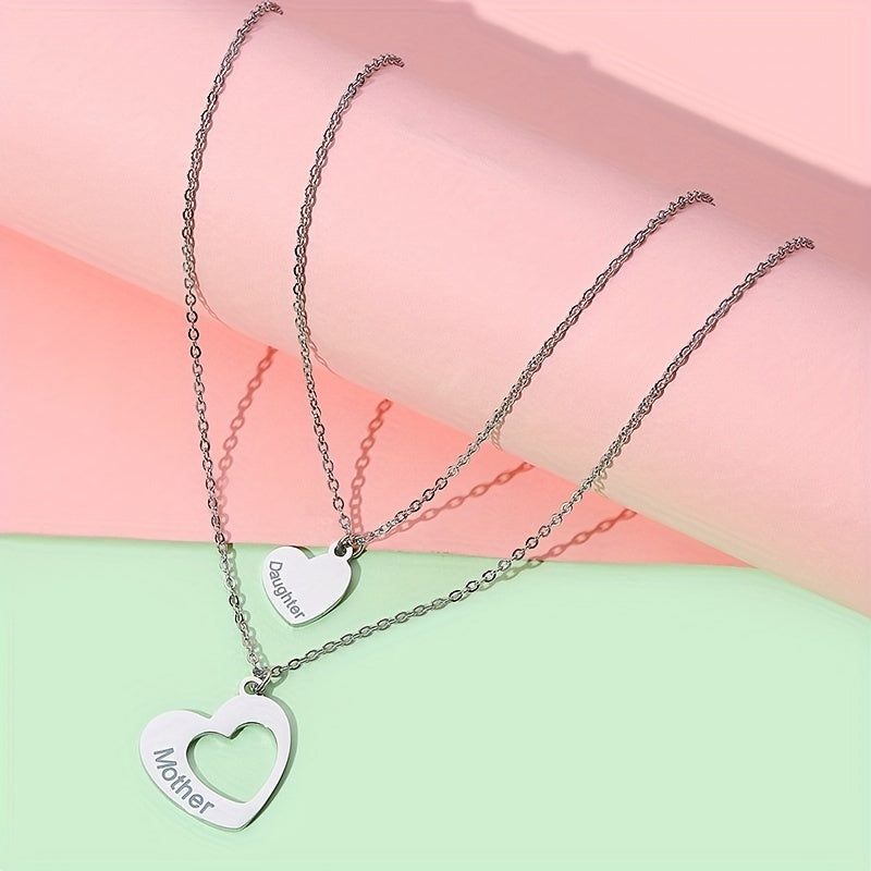 Mother & Daughter Heart Collar Necklace, Holiday Gift