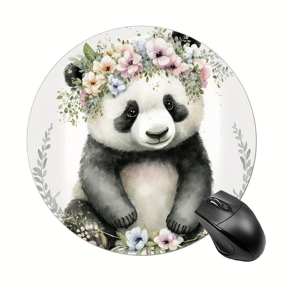 Panda Round Mouse Pad Non Slip Rubber Base Small Size 7.87 X 7.87 X 0.1inch