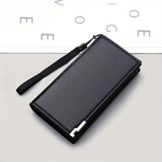 Men's Leather Zipper Long Wallet Business Large Wallet