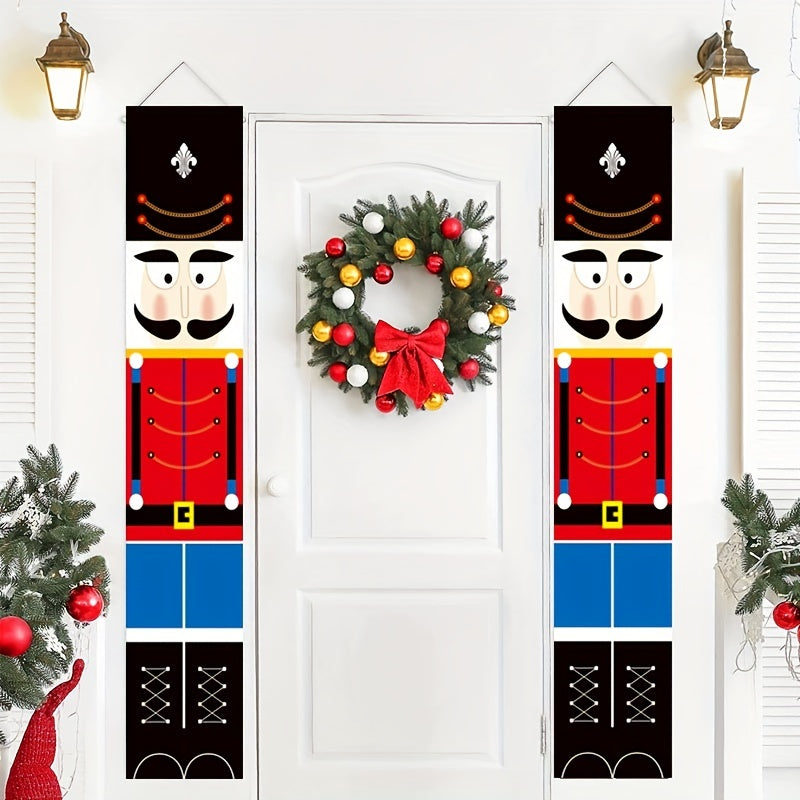 Nutcracker Banner Soldier Model Porch Sign Christmas Decoration