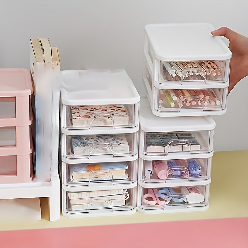 Plastic Drawer Storage Box Organizer Cosmetics Makeup Office Desk