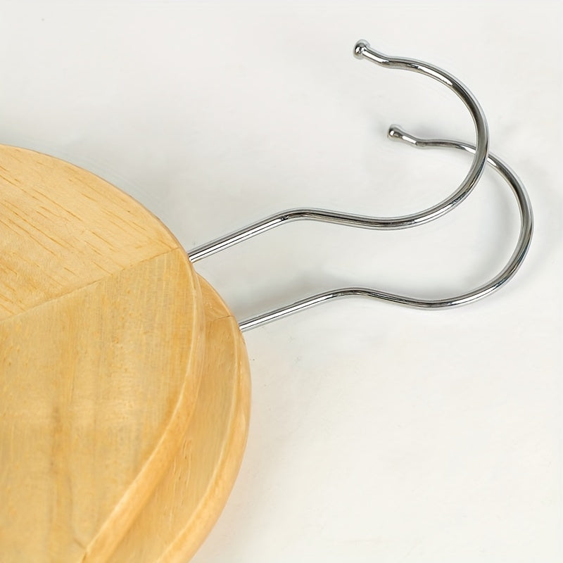5pcs Solid Wood Clothes Hanger Non-slip Wardrobe Wooden Hanging Clothes Rack