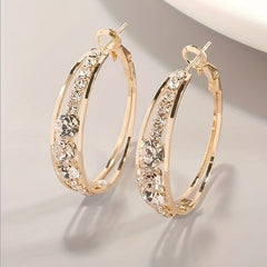Explosive Style Wind Rhinestone Large Circle Earrings