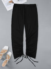 Solid Drawstring Side Pants Plus Size