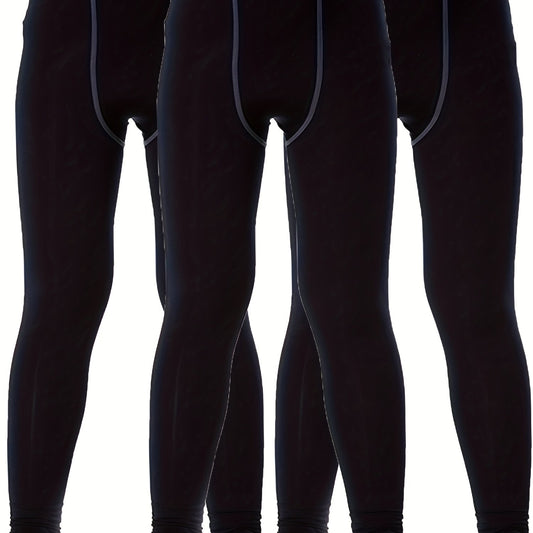 3pcs Boy's Compression Sports Leggings Slim Fit Pants Quick drying