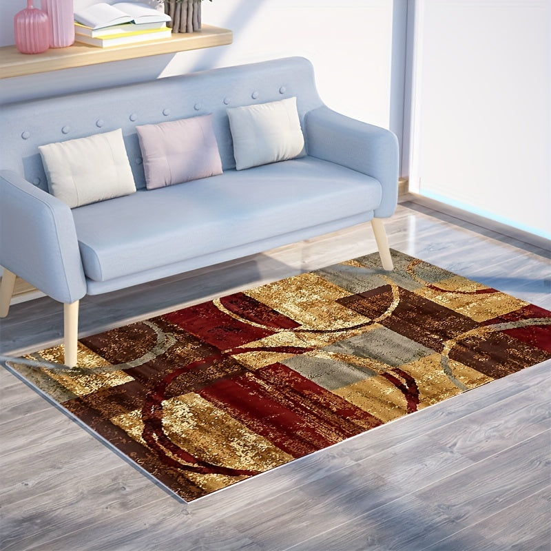 Vintage Circle PVC Floor Mat Soft Geometric Area Rug