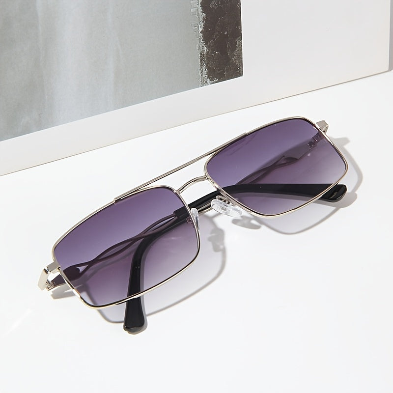 Square Frame Metal Aviator Sunglasses for Women