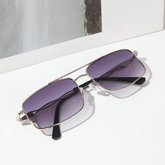 Square Frame Metal Aviator Sunglasses for Women