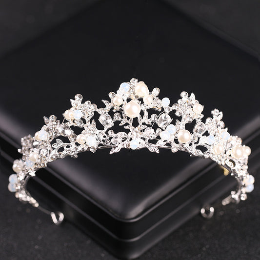 Silvery Crystal Faux Pearl Tiaras And Crowns Headband Rhinestone Hairband Bride