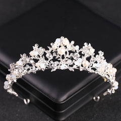 Silvery Crystal Faux Pearl Tiaras And Crowns Headband Rhinestone Hairband Bride