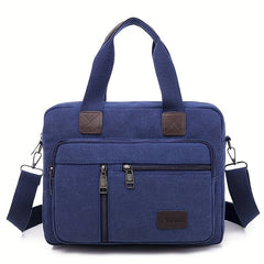 Men's Canvas Briefcase Messenger Bag with Pockets