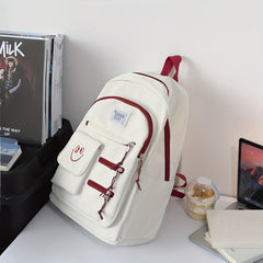 Smile Face Large Capacity Backpack Nylon Durable Lightweight School Travel Bag