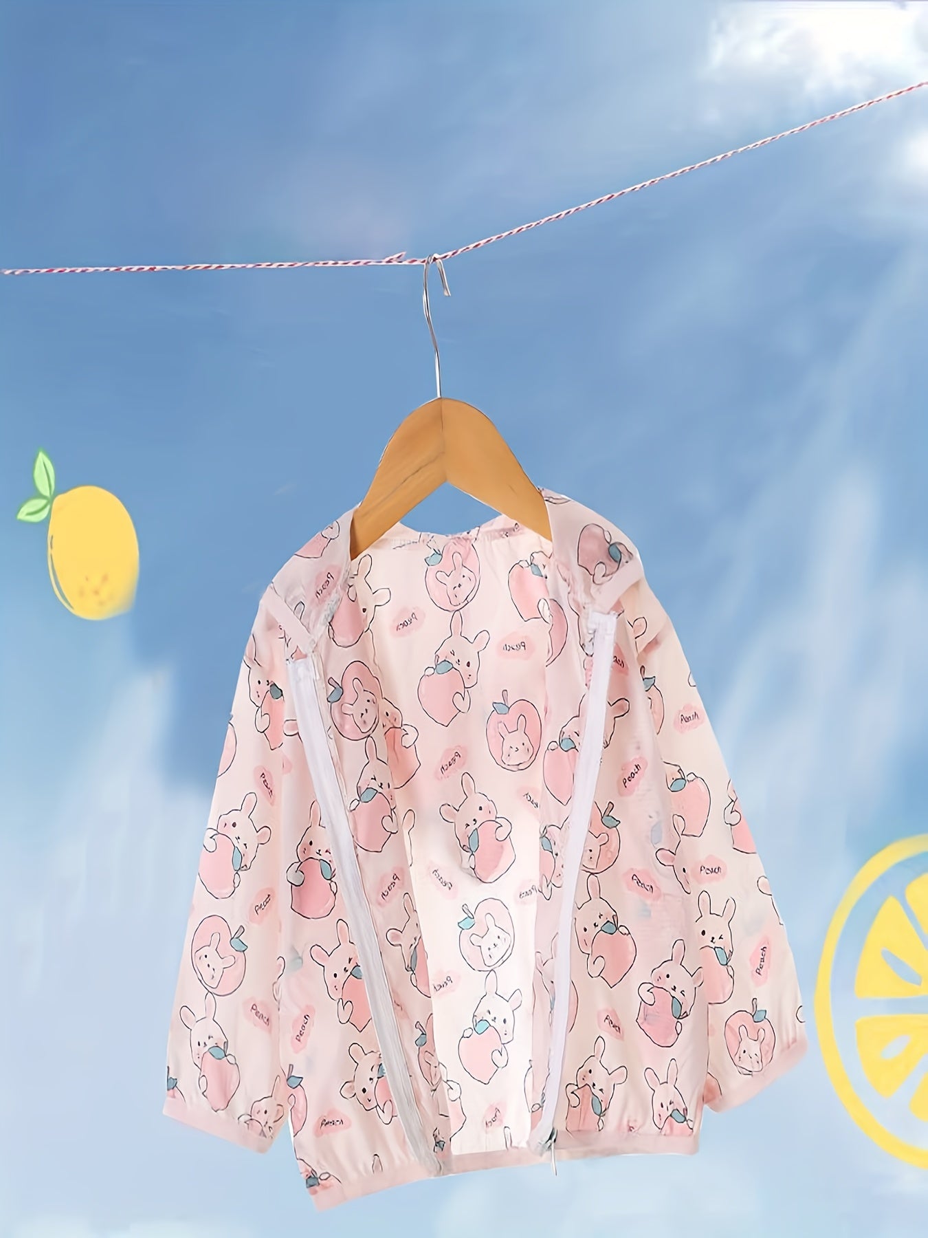 Kid's Hooded Sun Protect Jacket Happy Face Print Coat