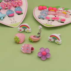5 Pairs Cartoon Dinosaur Bee Non Pierced Earrings