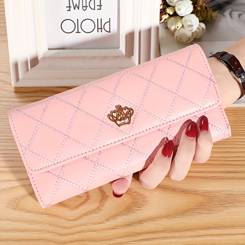 Argyle Pattern Crown Clutch Wallet Coin Purse