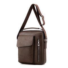 Men's Leather Crossbody Bag Vertical Multifunctional Shoulder Bag