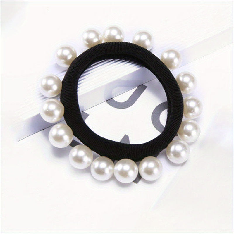 2pcs Pearl Hair Rope Head Accessories