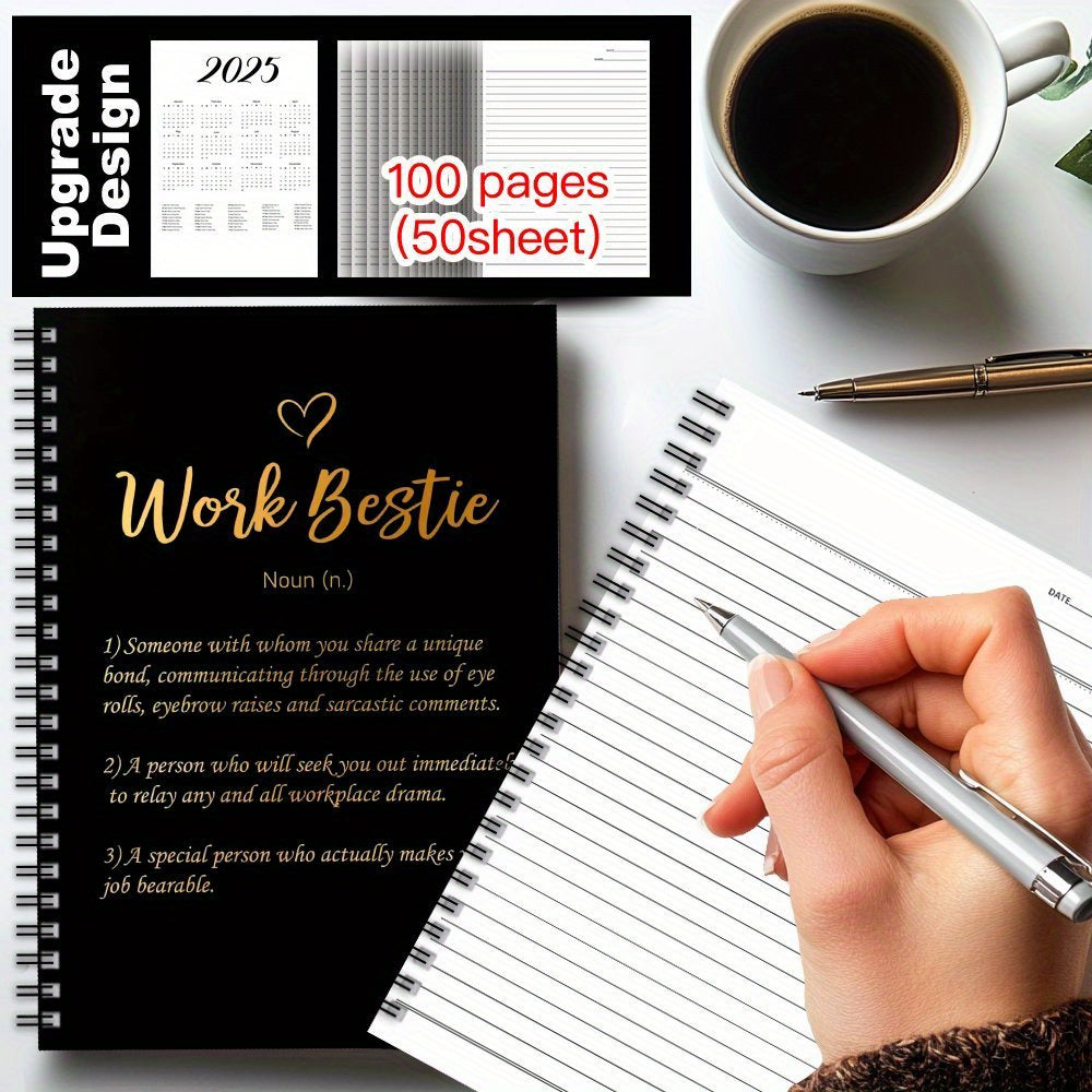 Bestie Golden Spiral Notebook 100 Pages Office Gift Women