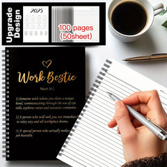 Bestie Golden Spiral Notebook 100 Pages Office Gift Women